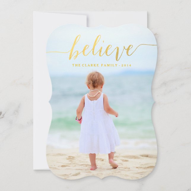 Festiva Gold Glam Believe Tarjeta fotográfica de vacacione (Anverso)