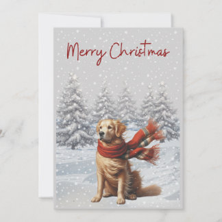Festiva Golden Retriever en la tarjeta de Navidades de nie