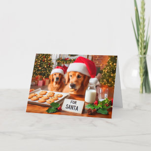 Festiva Golden Retrievers y la tarjeta de cocina de Santa