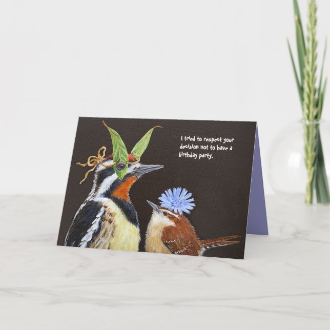 Festiva Graciosa tarjeta de cumpleaños de pájaro con sapsu (Anverso)