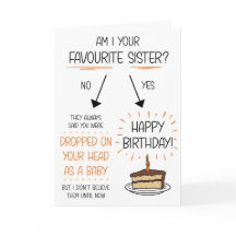 Graciosa tarjeta de cumpleaños favorita de la herm