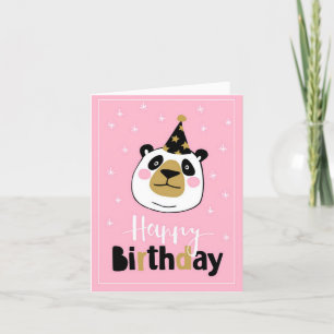Festiva Graciosa tarjeta de cumpleaños feliz de Panda Rosa