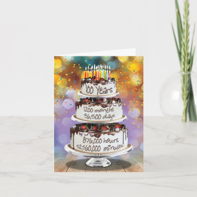 Festiva Graciosa tarjeta de cumpleaños número 100 - número (Anverso)