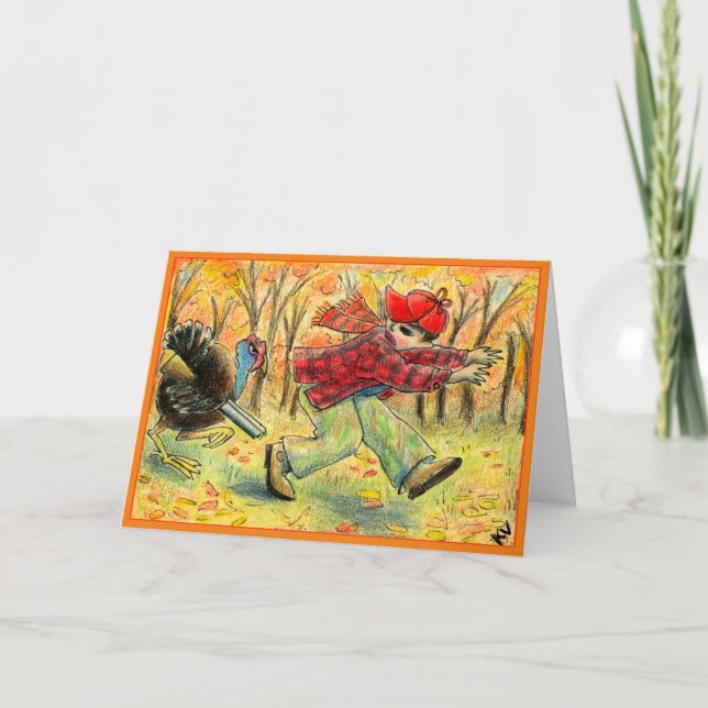 Festiva Graciosa tarjeta de felicitación Thanksending Turk (Anverso)