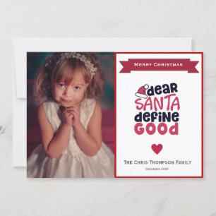 Festiva Graciosa tarjeta de fotos de Santa Define Good Hol