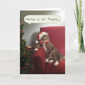 Festiva Graciosa tarjeta de gato de vacaciones, Catnip es 
