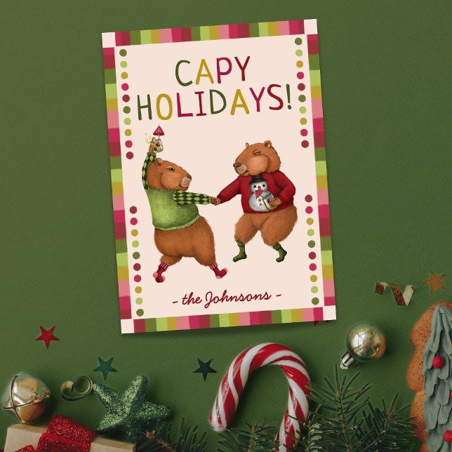 Festiva Graciosa tarjeta de Navidades de Capybara para ama (Subido por el creador)