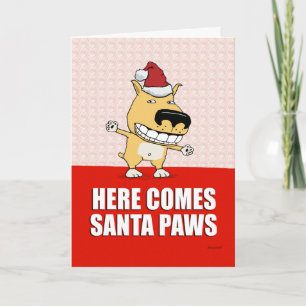 Festiva Graciosa tarjeta de Navidades de perro de Santa Pa