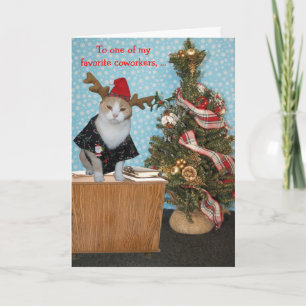 Festiva Graciosa tarjeta de Navidades para gatos para empl