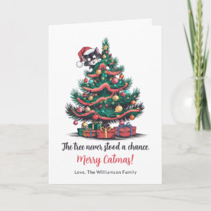 Festiva Graciosa tarjeta de Navidades plegados para gato v