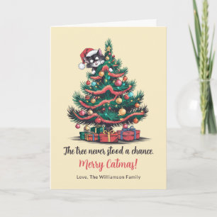 Festiva Graciosa tarjeta de Navidades plegados para gato v