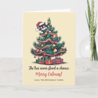 Festiva Graciosa tarjeta de Navidades plegados para gato v