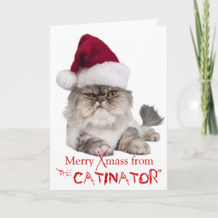 Festiva Graciosa tarjeta de Navidades "The Catinator" del 
