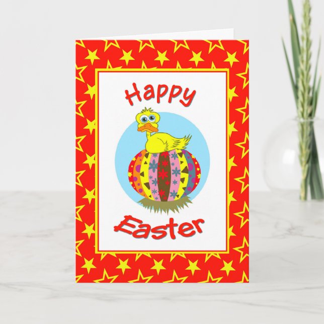 Festiva Graciosa tarjeta de Pascua de Pollo (Anverso)