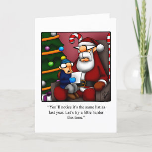 Festiva Graciosa tarjeta de saludo de humor para Navidades