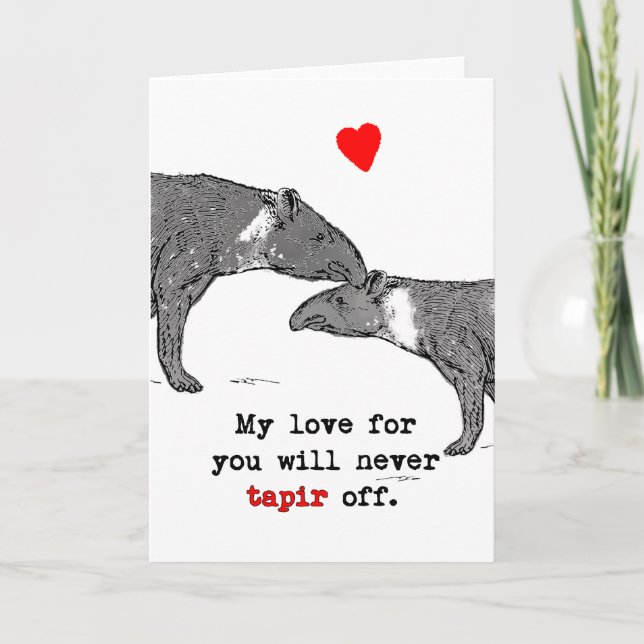 Festiva Graciosa tarjeta de San Valentín Tapir Amantes con (Anverso)