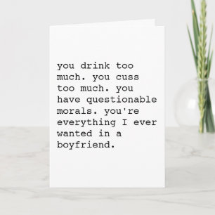 Festiva Graciosa tarjeta Día de San Valentín sarcástica - 