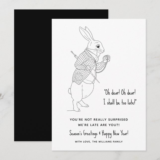 Festiva Graciosa tarjeta navideña feliz de año nuevo (Anverso / Reverso)