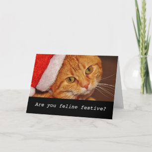 Festiva Graciosa tarjeta personalizada de navidades de gat
