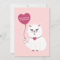 Graciosa tarjeta plana de gato blanco grumpy El dí