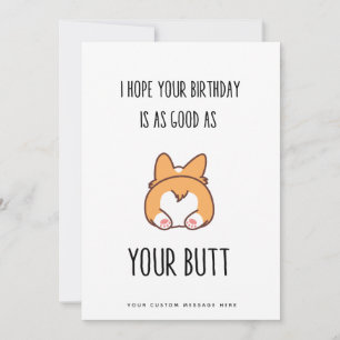 Festiva Graciosa tarjeta romántica de cumpleaños Butt para