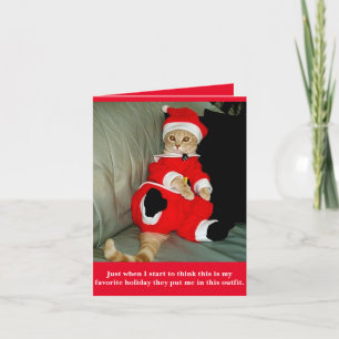 Festiva Gracioso gato en tarjeta Santa Suit Christma