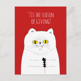 Festiva Gracioso gato regalando una postal a los Navidades