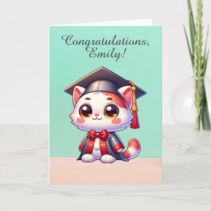 Festiva Graduación Felicitaciones Tarjeta de Gato Orgullos