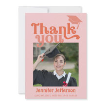 Graduación retro Gracias tarjeta de foto