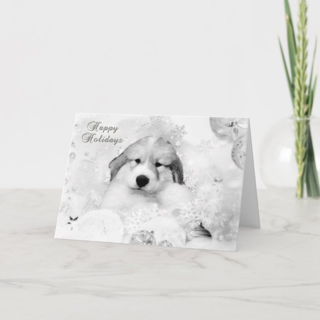 Festiva Gran tarjeta navideña pirenaica B/W (Anverso)