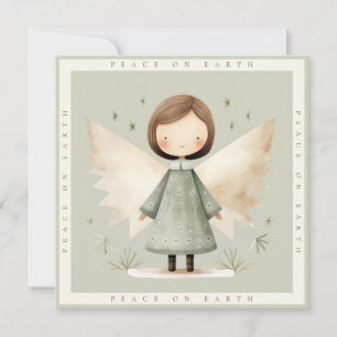 Festiva Gris Rustic Angel 1 Foto Tarjeta de vacaciones pla