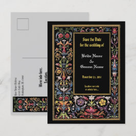 Festiva Guardar la postal medieval con floral de fecha ilu