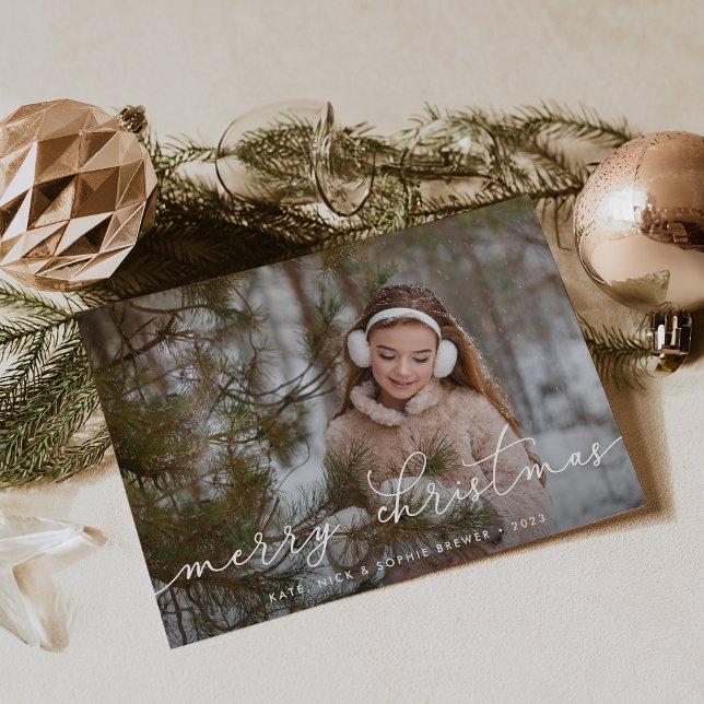 Festiva Guión de merry | Tarjeta fotográfica de vacaciones (Subido por el creador)