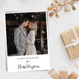 Festiva Guión de pareja de boda con dos fotos Tarjeta de N