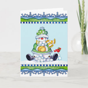 Festiva Haciendo bolas de nieve - Tarjeta de felicitación