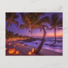 Festiva Halloween fantasmagórico en la postal de la playa