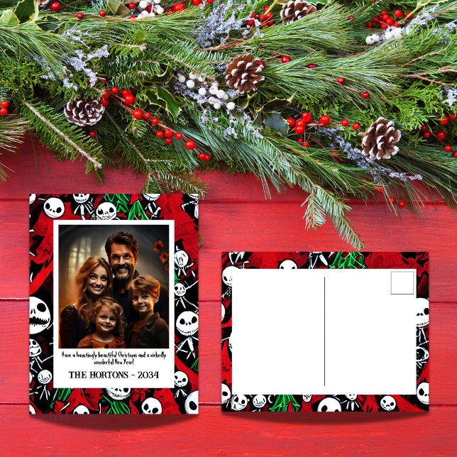 Festiva Halloween se reúne con Navidades Foto postal (Jack O Lantern inspired Photo Christmas postcards)