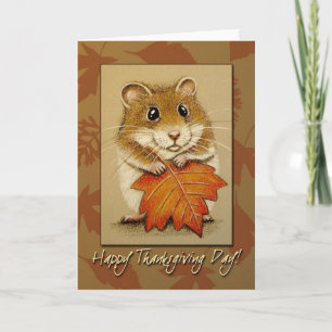 Festiva Hámster y hoja del otoño - tarjeta de la acción de