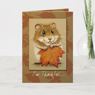 Festiva Hámster y hoja del otoño - tarjeta de la acción de