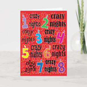 Festiva "Hanukkah Crazy Nights" Tarjeta de saludo con sobr