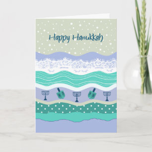 Festiva Hanukkah Dreidels Menorah Lace Scrapbook Tarjeta d