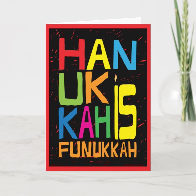 Festiva "Hanukkah es Funukkah" Tarjeta de felicitación con (Anverso)