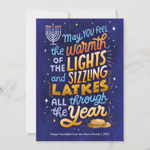 Festiva Hanukkah Ligero y Latkes Tarjeta no fotográfica