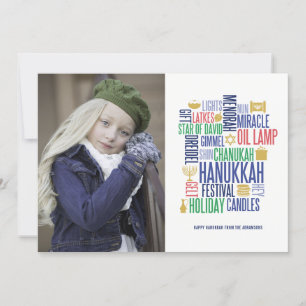 Festiva Hanukkah Palabras Tarjeta fotográfica de vacacione