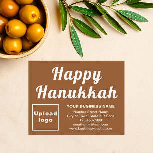 Festiva Hanukkah Pequeña tarjeta de vacaciones plana marró