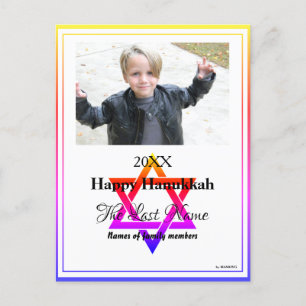 Festiva Hanukkah Rainbow recortó la postal de Menorah