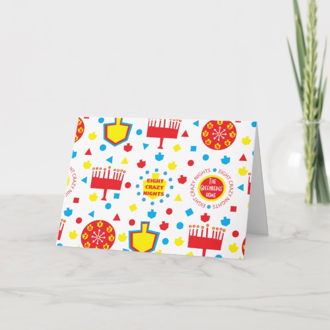 Festiva Hanukkah Tarjeta de felicitación COLORIDA LOCA 8 D (Anverso)