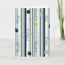 Festiva Hanukkah Tarjeta de felicitación Dreides n Stripes