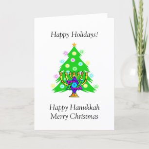 Festiva Hanukkah y Navidades juntos tarjeta de vacaciones