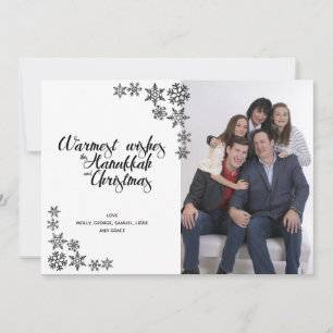 Festiva Hanukkah y Navidades Tarjeta fotográfica moderna
